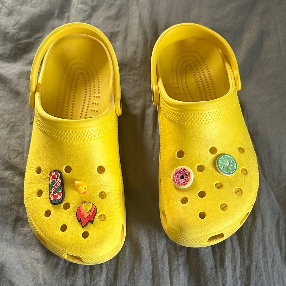 Yellow Crocs with jibbetz